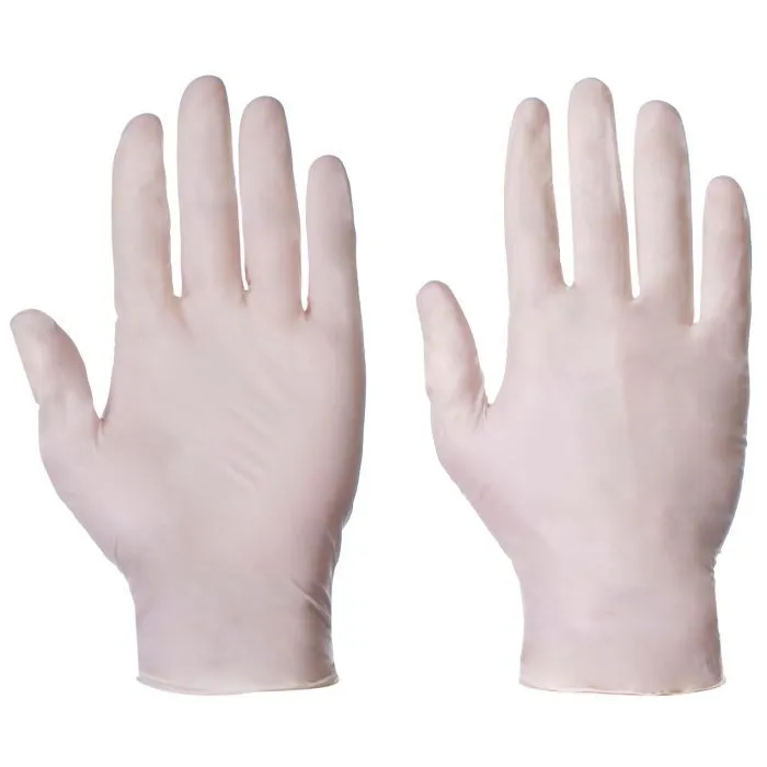 White Latex Gloves Pair of white disposable latex examination gloves