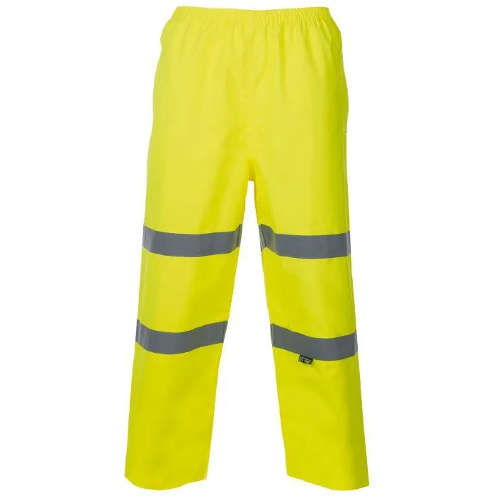 Yellow Hi-Vis Trousers Yellow hi-vis waterproof trousers with two reflective bands