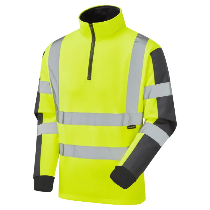 Hi-Vis Rugby Sweatshirt Two-tone yellow and navy hi-vis rugby sweatshirt with reflective tape