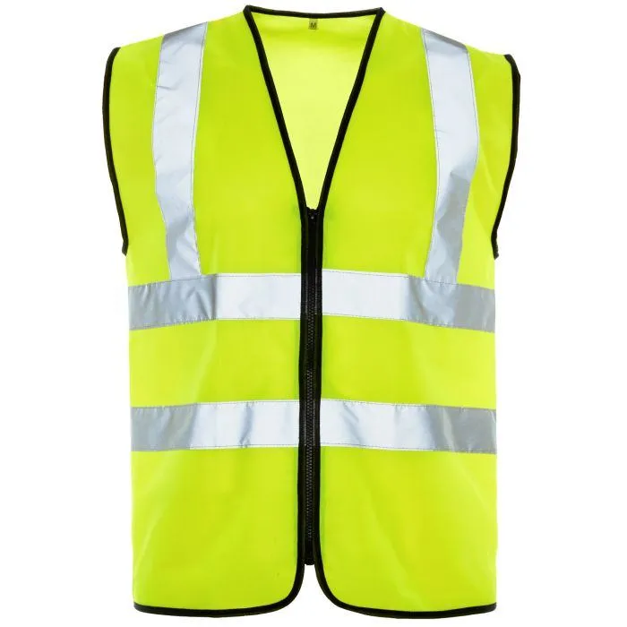 Yellow Hi-Vis Vest Yellow high visibility safety vest with reflective bands, front zip