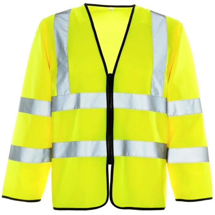 Long-Sleeve Hi-Vis Vest Yellow long-sleeve hi-vis safety vest with reflective strips