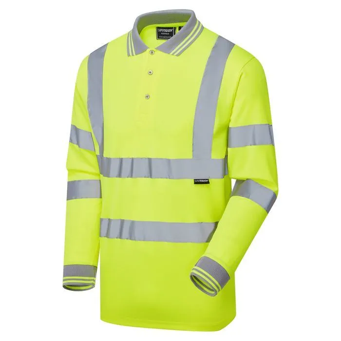 Hi-Vis Long Sleeve Polo Hi-vis yellow long sleeve polo shirt with standard reflective tape front