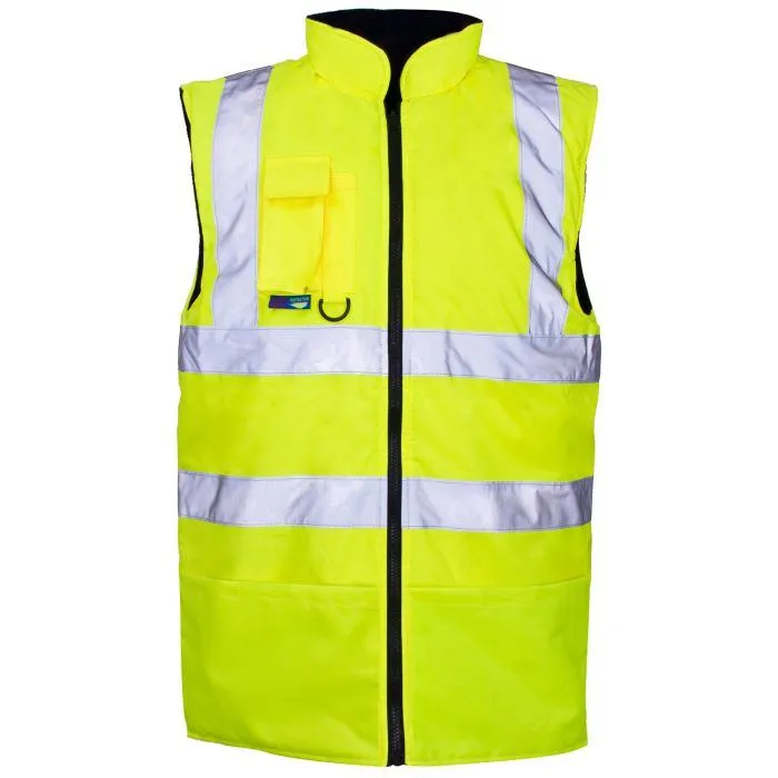 High Visibility Safety Vest Yellow high visibility safety vest with reflective bands and pockets