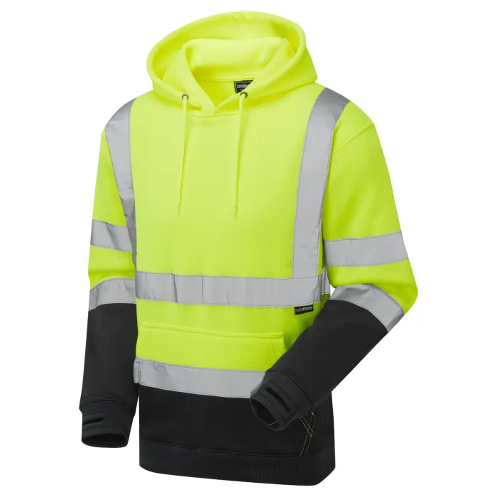 Hi-Vis Two-Tone Hoodie Two-tone yellow and navy hi-vis hooded sweatshirt with reflective tape