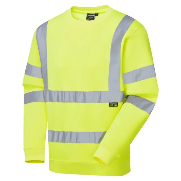 Yellow Hi-Vis Sweatshirt Yellow long sleeve hi-vis sweatshirt with reflective safety bands