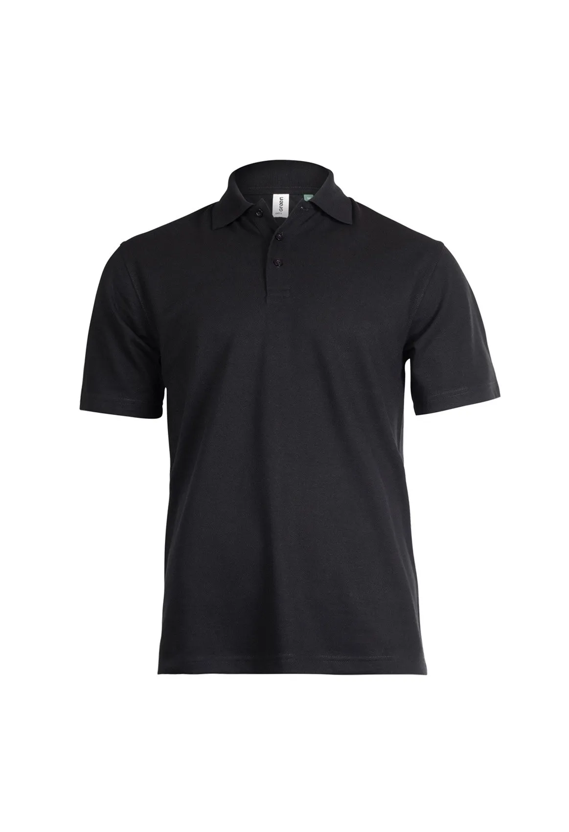 GR11 Eco Black Polo GR11 Eco polo shirt in black, short sleeve front view