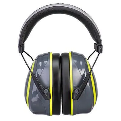 Portwest Premium Ear Muffs Portwest PW73 grey yellow ear muffs with padded headband