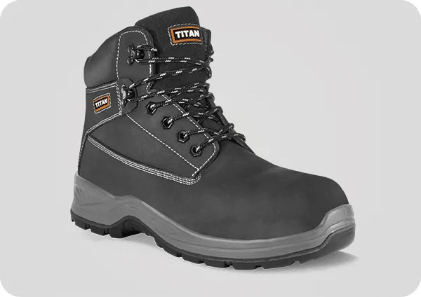 Titan Holton Black Safety Boot Titan Holton black nubuck lace-up safety boot