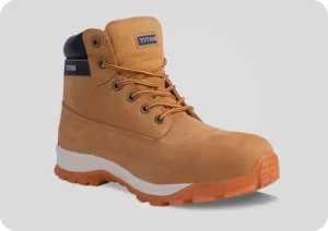 Titan Jaguar honey nubuck lace-up safety boot with orange sole