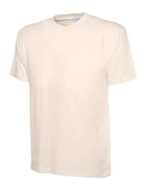 UC301 plain cream crew neck t-shirt, short sleeve