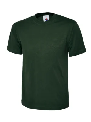 Uneek UC302 crew neck t-shirt in bottle green with chest pocket