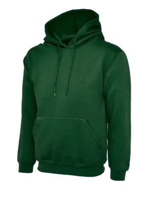 Uneek UC502 pullover hoodie in bottle green with kangaroo pocket