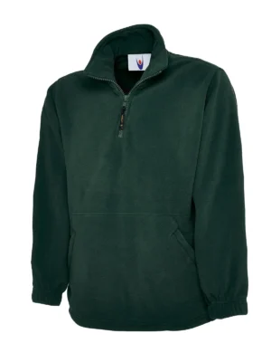 Uneek UC602 bottle green quarter-zip fleece pullover