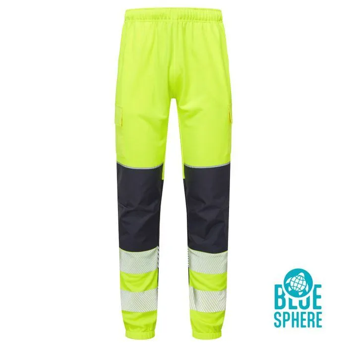 Blue Sphere Hi-Vis Jogger Blue Sphere hi-vis eco cottoncool yellow jogger front view