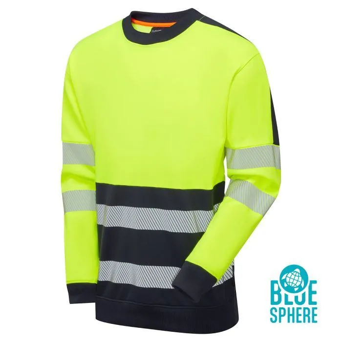 Blue Sphere Hi-Vis Sweatshirt Blue Sphere hi-vis eco cotton yellow sweatshirt with reflective bands