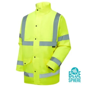 Blue Sphere eco parka jacket in high-vis yellow with reflective tape