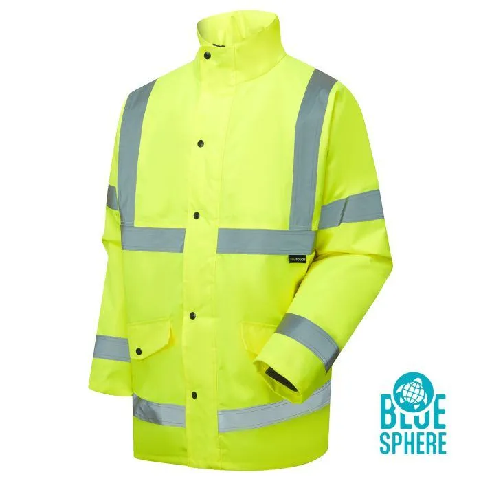 Eco Parka Yellow Hi-Vis Blue Sphere eco parka jacket in high-vis yellow with reflective tape