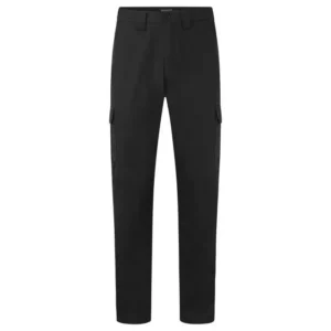 Essentials eco black combat trousers with cargo pockets, front view