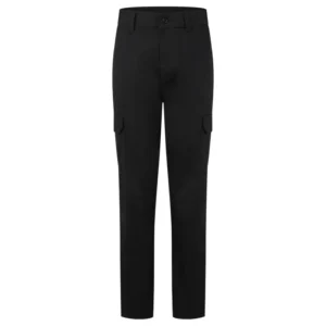 Essentials women's black combat trousers with cargo pockets, front view