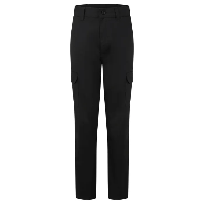 Women's Black Combat Trousers Essentials women's black combat trousers with cargo pockets, front view