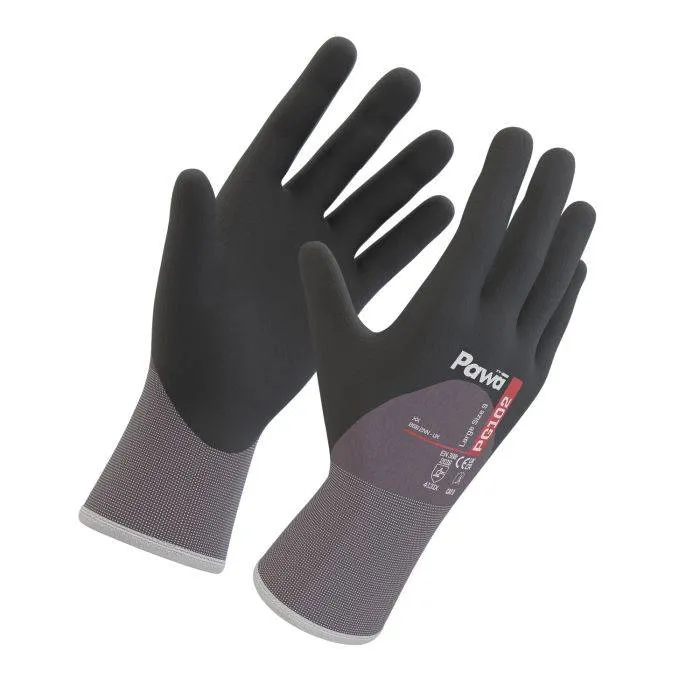 Pawa PG102 Work Gloves Pawa PG102 black nitrile foam coated work gloves pair