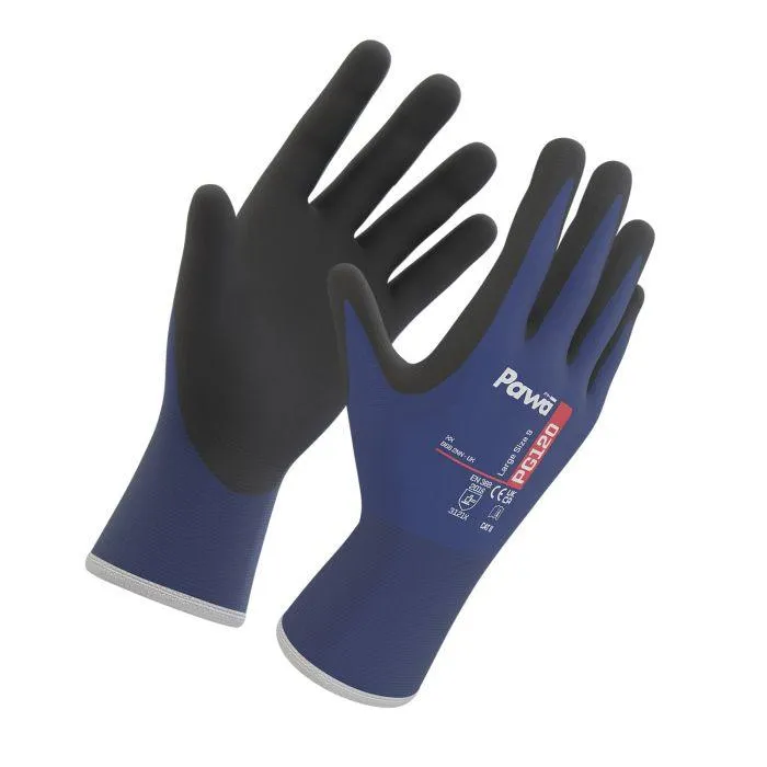 Powa PG120 Safety Gloves Powa PG120 blue and black nitrile safety gloves pair