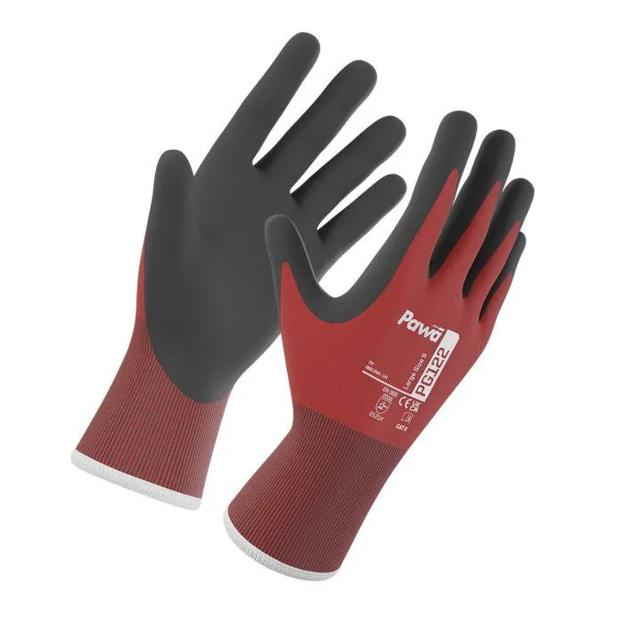 Powa PG122 Gloves Powa PG122 red and black nitrile work gloves pair