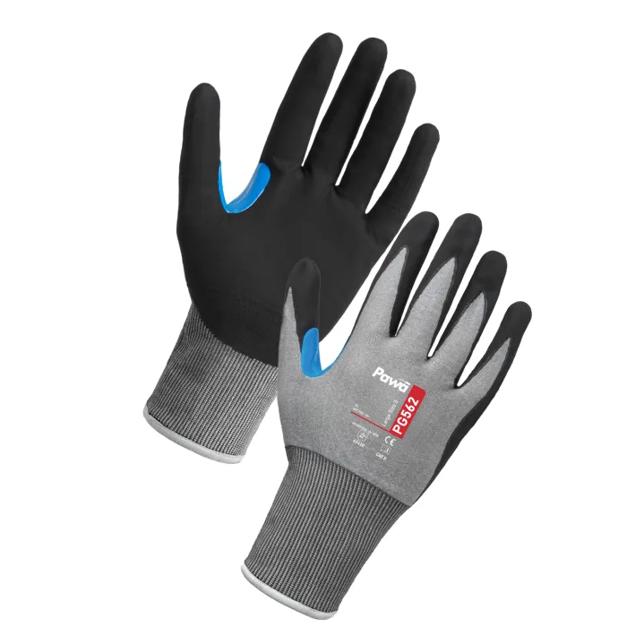 Powa PG562 Cut-Resistant Gloves Powa PG562 grey and black cut-resistant work gloves pair