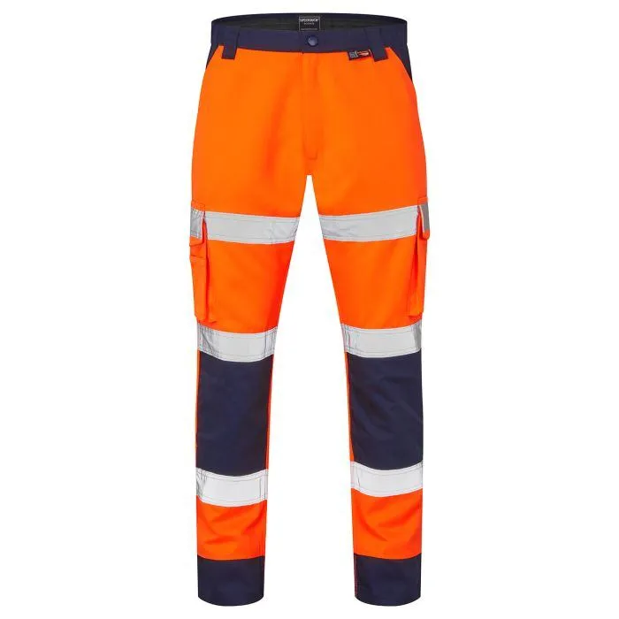 Orange Hi-Vis Combat Trousers Orange and navy hi-vis 2-tone combat trousers with reflective bands