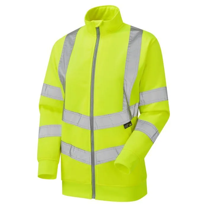 Ladies Hi-Vis Eshaal Sweatshirt Ladies yellow hi-vis Eshaal zipped sweatshirt with reflective tape