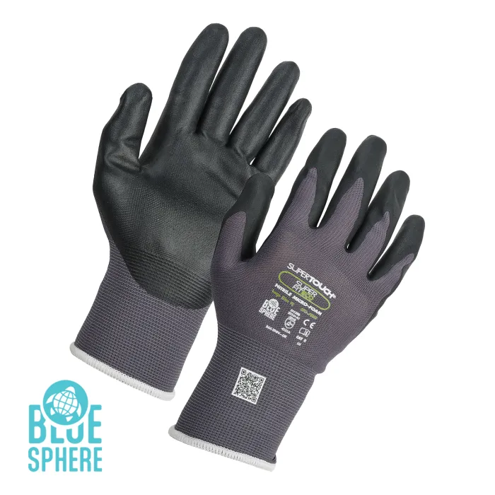 Superfit Eco Nitrile Gloves Superfit Eco nitrile foam grey and black work gloves pair