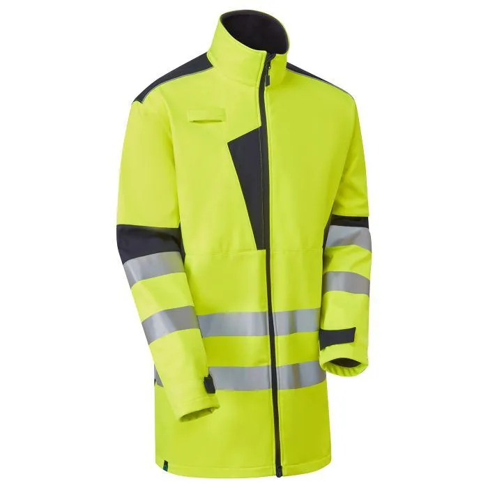Hi-Vis Softshell Parka Yellow hi-vis eco 3-layer softshell parka with grey panels