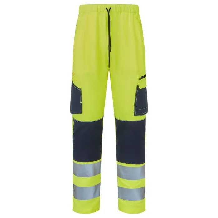 Hi-Vis Eco Stretch Jogger System hi-vis eco stretch jogger yellow and navy front view