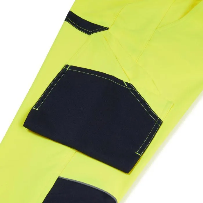 Hi-vis eco stretch jogger yellow trouser pocket detail close-up