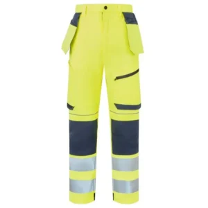 Yellow hi-vis eco stretch trousers with removable holster pockets