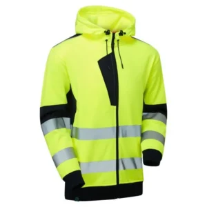 System Hi-Vis Eco yellow zip-thru hoodie with reflective bands