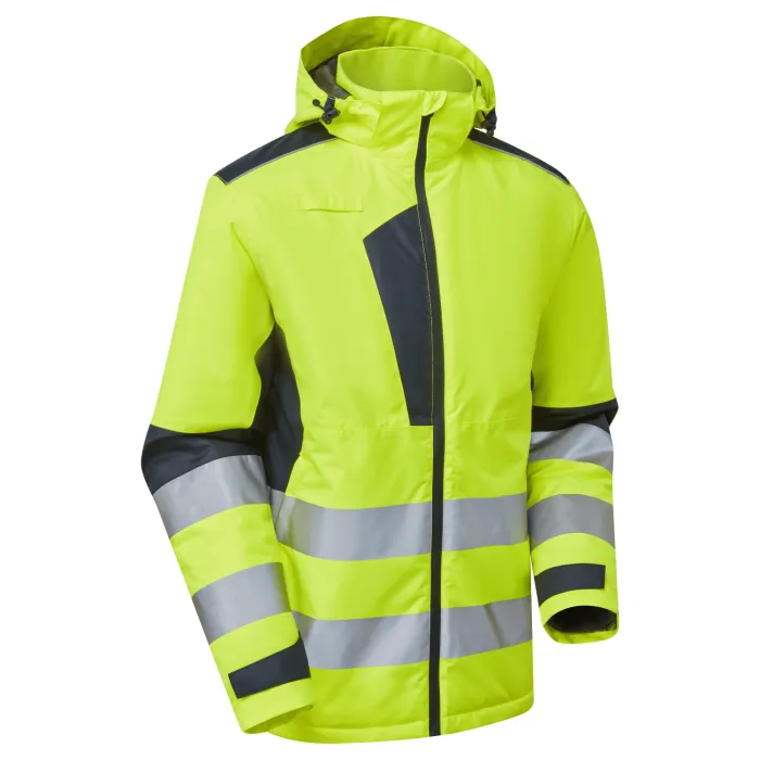 Thermal Waterproof Hi-Vis Jacket System hi-vis yellow navy thermal waterproof eco jacket front view