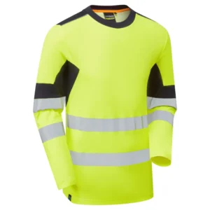 System hi-vis yellow and navy long sleeve t-shirt front right view