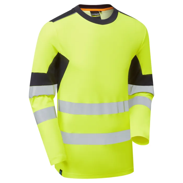 System Hi-Vis Long Sleeve System hi-vis yellow and navy long sleeve t-shirt front right view