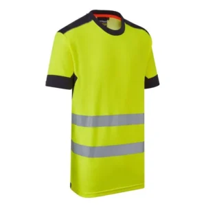 Hi-vis yellow eco cotton cool two-tone t-shirt front view
