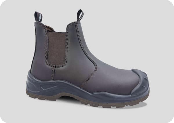 Titan Dealer Brown Boot Titan brown leather dealer safety boot with elastic side panels