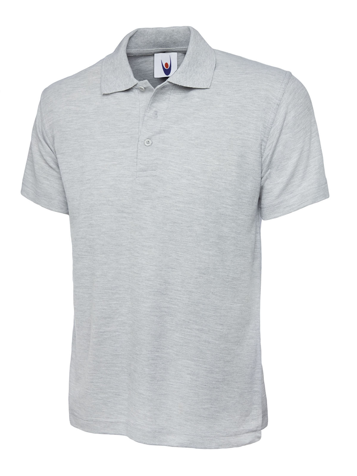 UC101 classic polo shirt in heather grey, front view