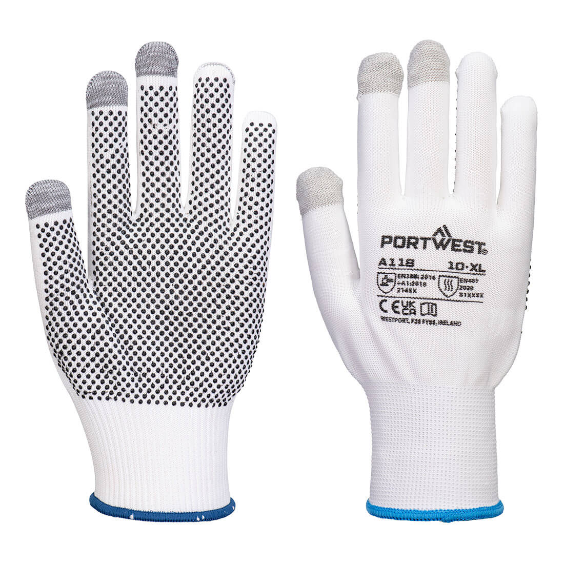 Grip 13 PVC Dotted Touchscreen Glove (Pk12) White/Grey Grip 13 PVC Dotted Touchscreen Glove (Pk12) White/Grey