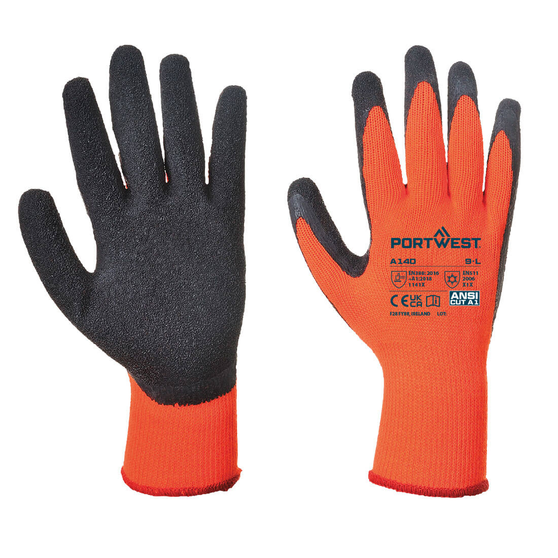 Cold 10 Latex Crinkle Glove Orange/Black