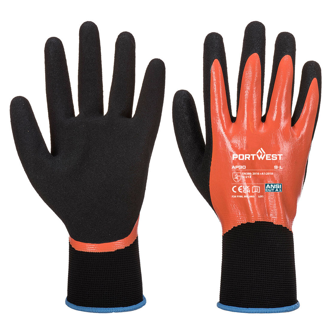 Grip 13 Nitrile Foam Aqua Glove Orange/Black Grip 13 Nitrile Foam Aqua Glove Orange/Black