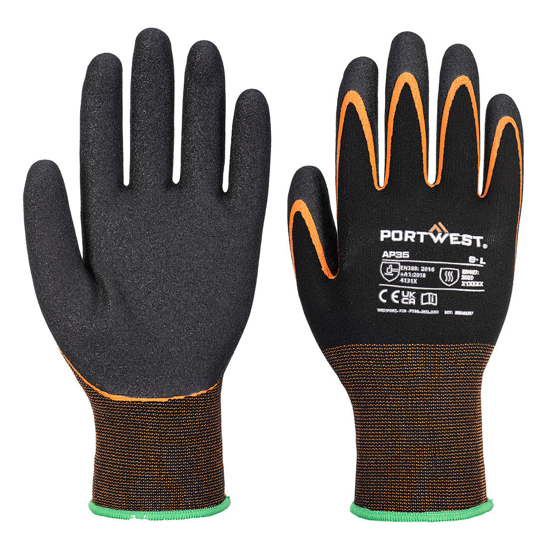 Grip 15 Nitrile Double Palm Glove Black/Orange Grip 15 Nitrile Double Palm Glove Black/Orange