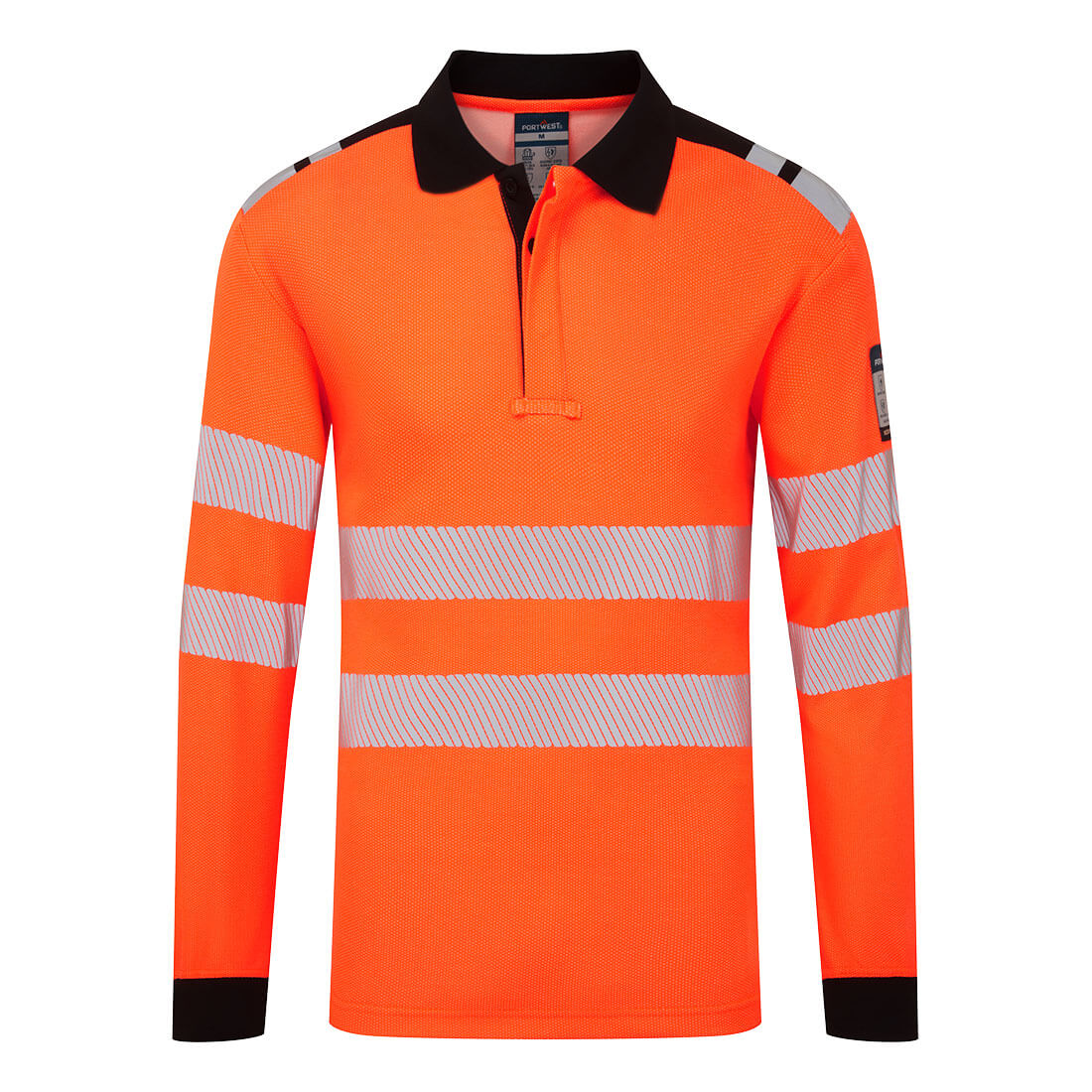 PW3 Modaflame Knit HVO FR Long Sleeve Polo Shirt Orange/Black PW3 Modaflame Knit HVO FR Long Sleeve Polo Shirt Orange/Black