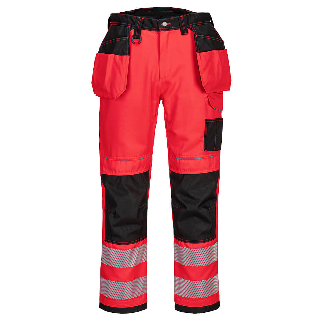 PW3 Hi-Vis Holster Pocket Work Trousers Red/Black